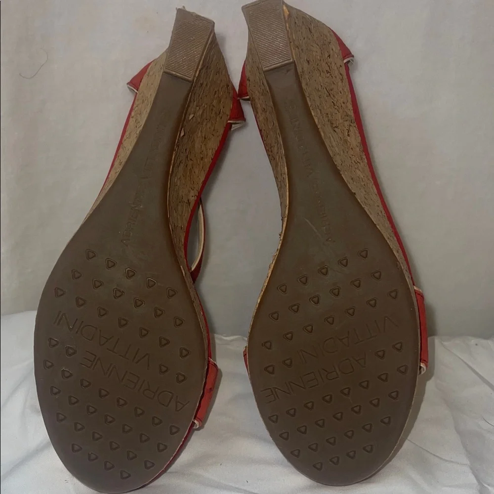 Adrienne Vittadini Red Cork Wedge Sandals